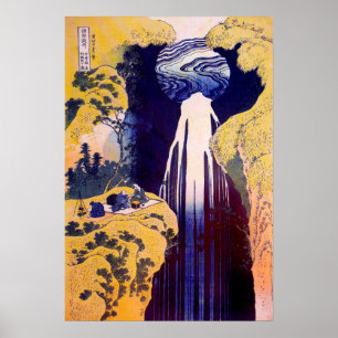 木曽路の滝, Waterfall of Kiso-road, Hokusai, Ukiyo-e Poster