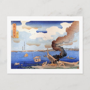 東都三ツ股の図, 国芳, Sumida River, Kuniyoshi, Ukiyo-e Postcard