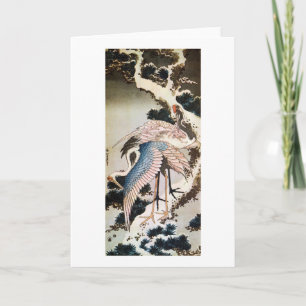 松に鶴, 北斎 Cranes on Pine Tree, Hokusai, Ukiyo-e Card