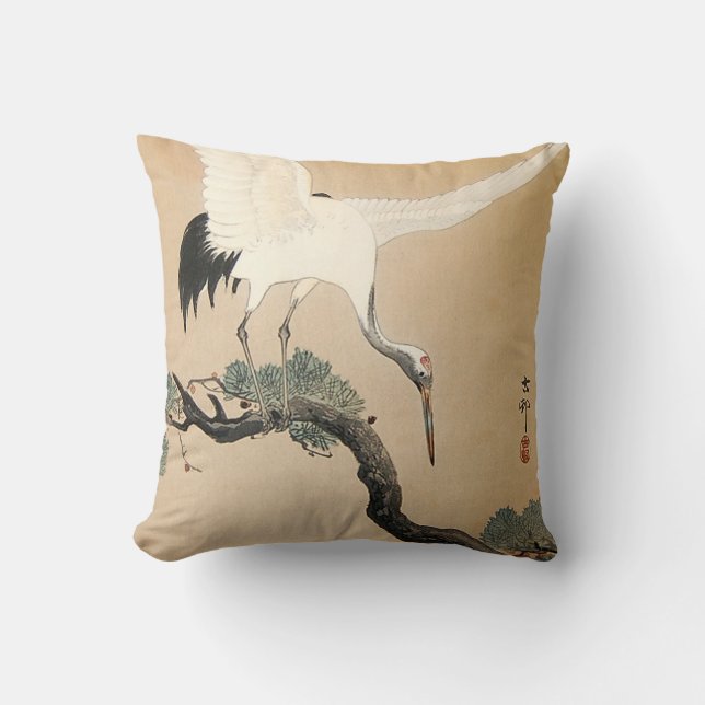 松に鶴, 古邨 Crane on Pine Tree, Koson, Ukiyo-e Cushion (Front)