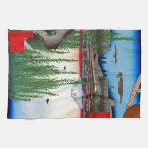 柳と富士, 広重 Willow and Mt. Fuji, Hiroshige, Ukiyo-e Tea Towel