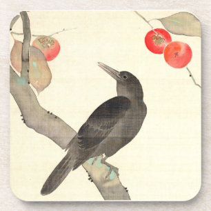 柿に烏, 抱一 Persimmon and Crow, Hōitsu Coaster