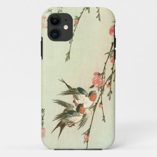 桃の花に燕, 広重 Peach Blossom and Swallow, Hiroshige iPhone 11 Case