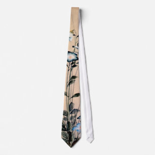 桔梗, 北斎 Chinese bellflower, Hokusai Ukiyo-e Tie