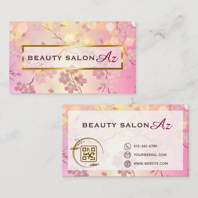 桜とゴールド ピンク 美しい サロン スクール 美容 名刺♡ BUSINESS CARD (Front/Back)
