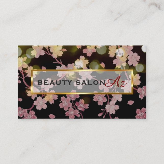 桜とゴールド ブラック 美しい サロン スクール 美容 名刺♡ BUSINESS CARD (Front)