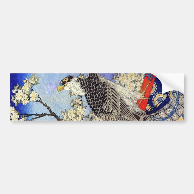 桜にハヤブサ, Falcon & Cherry Blossoms, Hokusai, Ukiyo-e Bumper Sticker (Front)