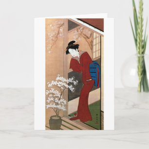 桜の花と女, 春章 Cherry Blossoms and a Woma Card