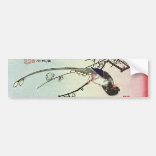 梅に尾長鳥, 広重 Plum Tree and Bird, Hiroshige, Ukiyo-e Bumper Sticker