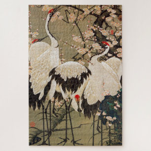 梅花群鶴図, 若冲 Plum Blossoms & Cranes, Jakuchū Jigsaw Puzzle