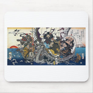 歌川国芳・渓斎英泉・歌川国貞『七福神を載せた宝船』,Ukiyoe,Seven Lucky Gods Mouse Pad