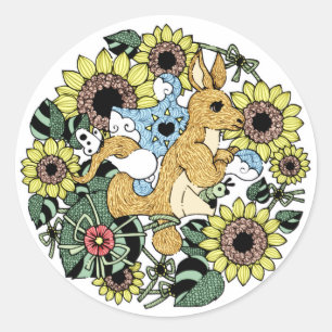 母カンガルー(Mother Kangaroo) Classic Round Sticker