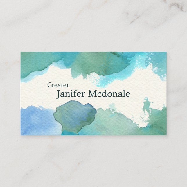 【水彩名刺】 Watercolor Business card (Blue) (Front)