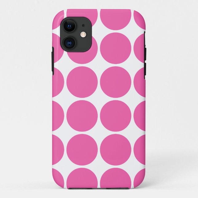 水玉模様パターンプリントの設計ショッキングピンクの水玉模様 Case-Mate iPhone CASE (Back)