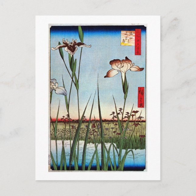 江戸の菖蒲, 広重 Iris of Edo, Hiroshige Postcard (Front)