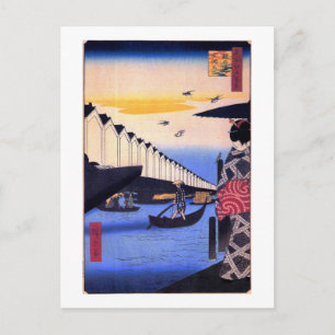 江戸の風景, 広重 Scenery of Edo, Hiroshige Ukiyoe Postcard