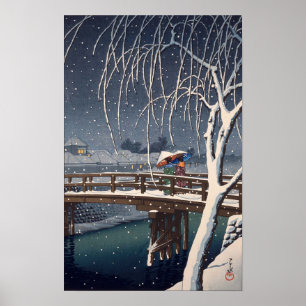 江戸川の宵雪, Evening Snow at Edogawa, Hasui Kawase Poster