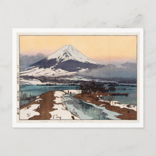 河口湖, Lake Kawaguchi, Hiroshi Yoshida, Woodcut Postcard