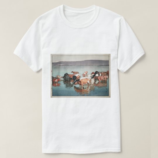 沼崎牧場の昼, Cows, Hiroshi Yoshida, Woodcut T-Shirt