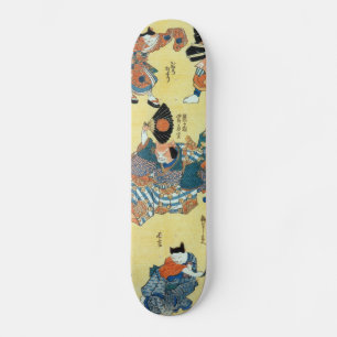 流行猫の狂言づくし, 国芳 Actors of The Cat, Kuniyoshi, Ukiyoe Skateboard