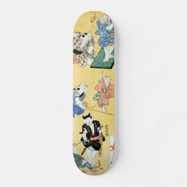 流行猫の狂言づくし, 国芳 Actors of The Cat, Kuniyoshi, Ukiyoe Skateboard (Front)
