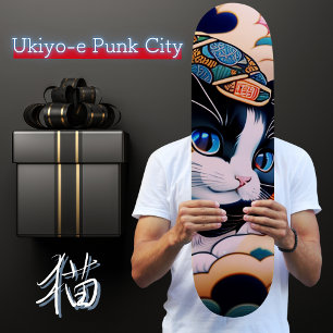 浮世絵catsパンクシティ 葛飾キャッツ斎（猫名 黒雪）kawaii スケートボード skateboard