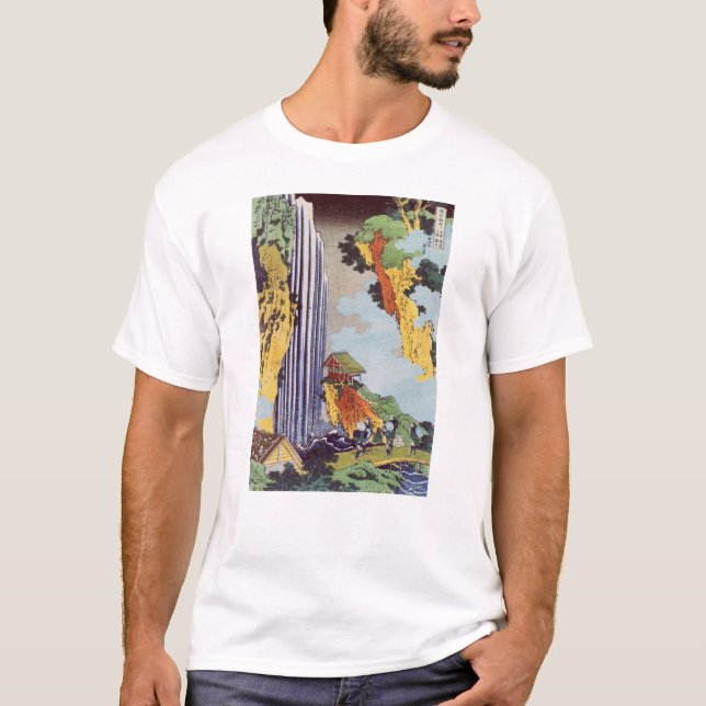 滝, 北斎 Waterfall, Hokusai, Ukiyo-e T-Shirt (Front)