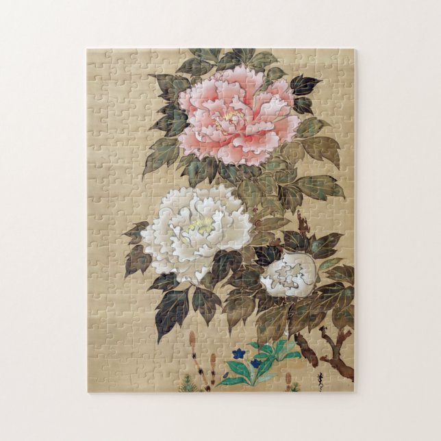 牡丹, 其一 Peony, Kiitsu, Japan Art Jigsaw Puzzle (Vertical)