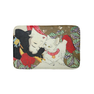 猫が好き, 芳年 I Love Cats, Yoshitoshi, Ukiyo-e Bath Mat