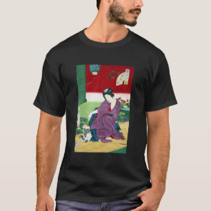 猫と女, 国周 Cat and Woman, Toyohara Kunichika, Ukiyo-e T-Shirt