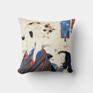 猫と女, 国芳 Cat and Woman, Kuniyoshi, Ukiyo-e Cushion