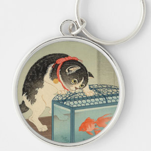 猫と金魚, 古邨 Cat & Goldfish, Koson, Ukiyo-e Key Ring