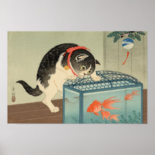 猫と金魚, 古邨 Cat & Goldfish, Koson, Ukiyo-e Poster