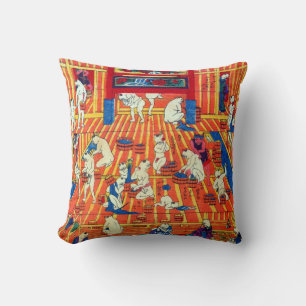 猫のおぶうや, 作者不詳 Hot spring of The Cat, Author unknown Cushion