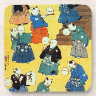 猫の曲芸師, 国芳 Acrobat of the Cats, Kuniyoshi, Ukiyo-e Coaster