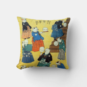 猫の曲芸師, 国芳 Acrobat of the Cats, Kuniyoshi, Ukiyo-e Cushion