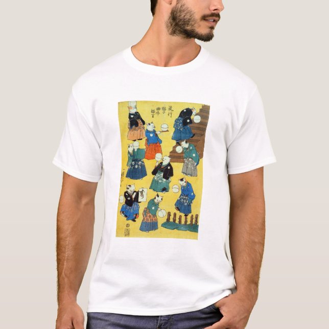 猫の曲芸師, 国芳 Acrobat of the Cats, Kuniyoshi, Ukiyo-e T-Shirt (Front)
