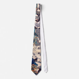 猫の雪だるま,国芳  Big Cat Snowman, Kuniyoshi, Ukiyo-e Tie