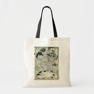 猫, 暁斎 Cats, Kyōsai, Ukiyo-e Tote Bag
