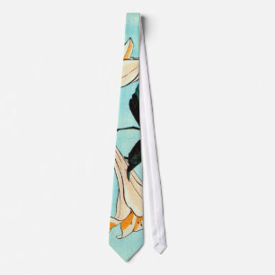 百合, 北斎 Lily, Hokusai, Ukiyo-e Tie