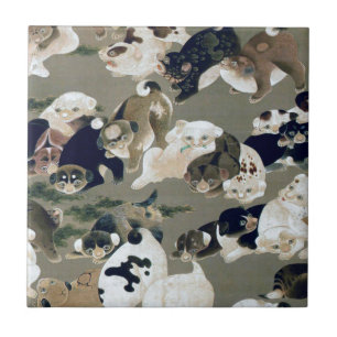 百犬図, 伊藤若冲 Hundred Dogs, Itō Jakuchū Ceramic Tile