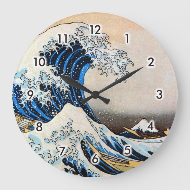 神奈川沖浪裏, 北斎 Great Wave, Hokusai, Ukiyo-e Large Clock (Front)