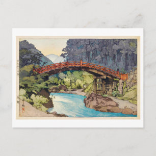 神橋, Sacred Bridge, Hiroshi Yoshida, Woodcut Postcard
