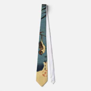 竹に雀, 広重 Bamboo and Sparrow, Hiroshige, Ukiyo-e Tie