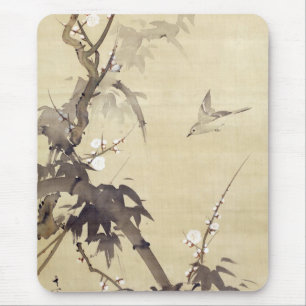竹に鳥, 其一 Bird and Bamboo, Kiitsu, Japan Art Mouse Pad