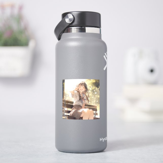 笑顔で３ピースJKシール｜寿司娘 Seal GenerativeAI (HydroFlask)