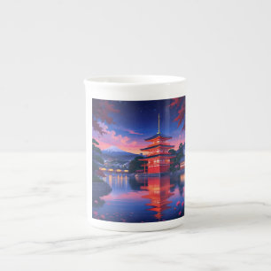 「紅葉の夜、富士に願う(Autumn Night, Wishing on Fuji)」 Bone China Mug