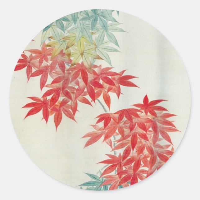 紅葉, 其一 Japanese maple tree, Kiitsu Classic Round Sticker (Front)