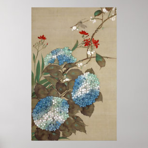 紫陽花とトンボ, 抱一 Hydrangea and Dragon Poster