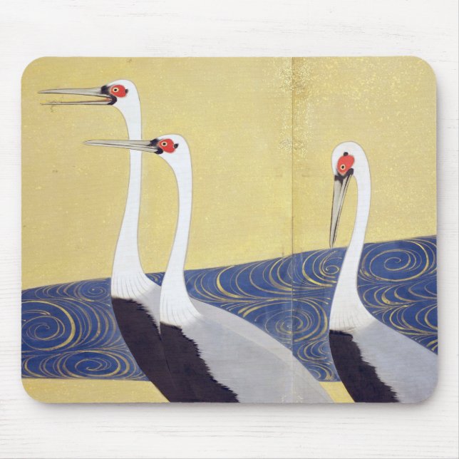 群鶴図屏風（部分）, 其一 Cranes(detail), Kiitsu Mouse Pad (Front)